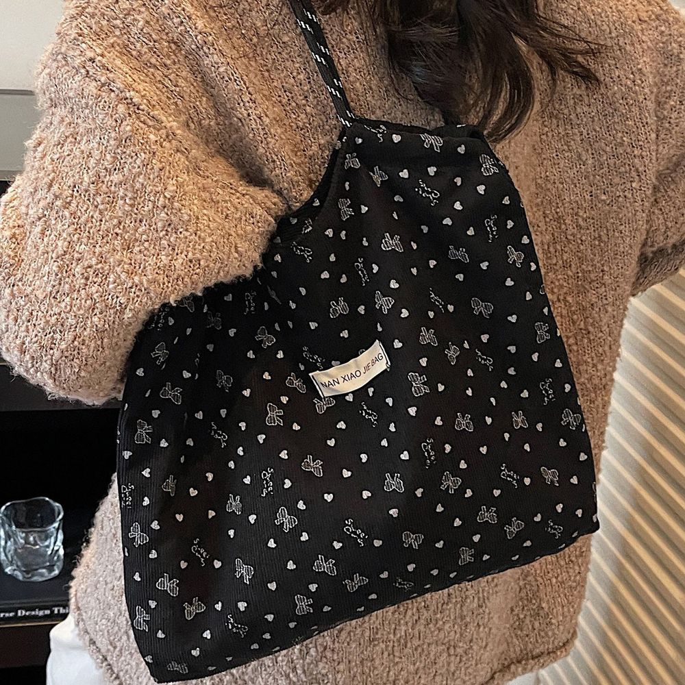 코듀로이 하트리본 에코백 베이직 숄더백