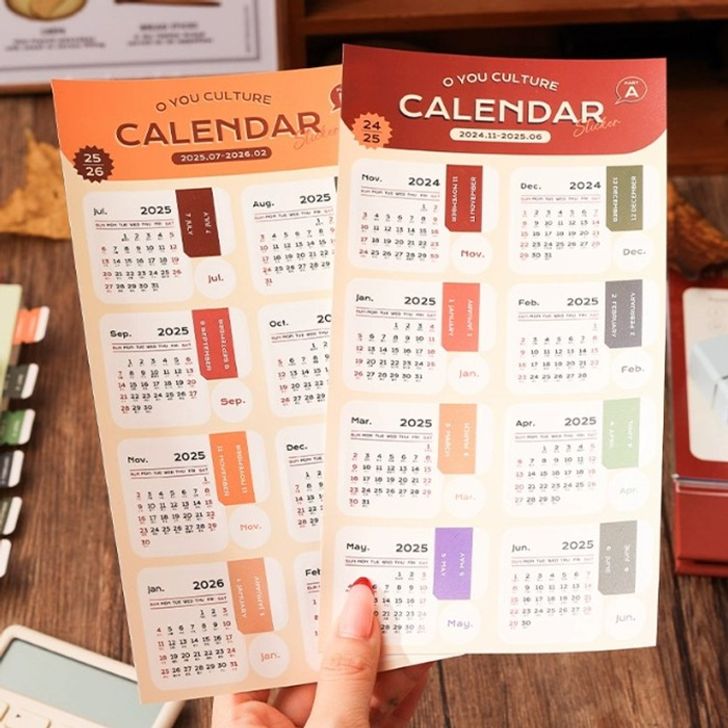 2026년 레트로 달력 캘린더 다이어리 수첩 스티커