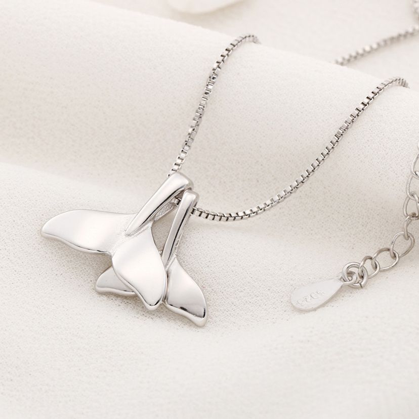 S925 풍수아이템 남녀공용 쌍 고래 꼬리 돌핀 목걸이