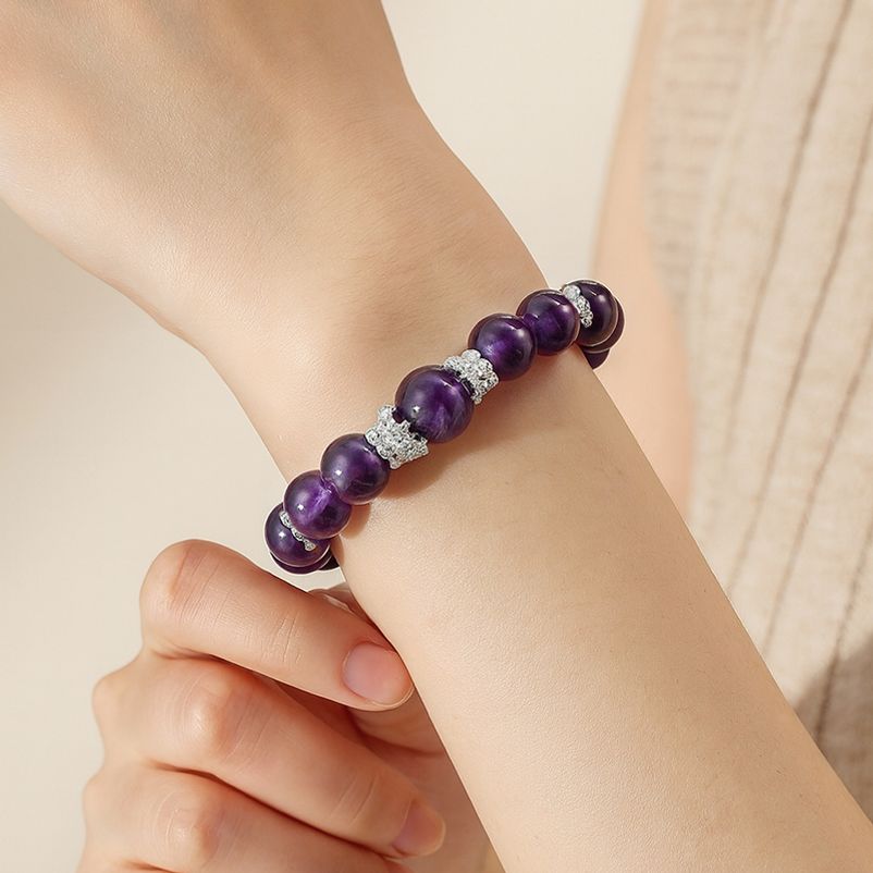 우아한 화려한 퍼플 앰플렉스 자수정 10MM 포인트 팔찌