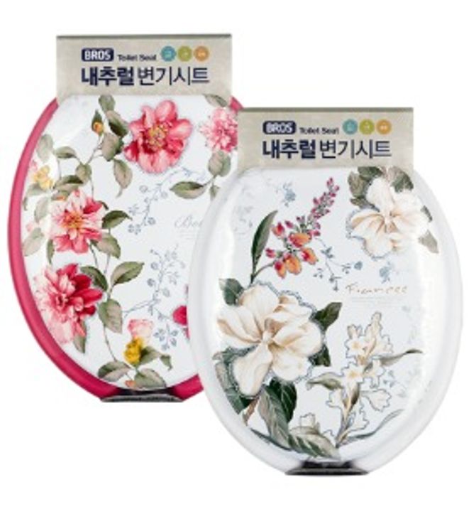 국산 푹신푹신 쿠션 플라워 변기커버 변기시트 U형 중형