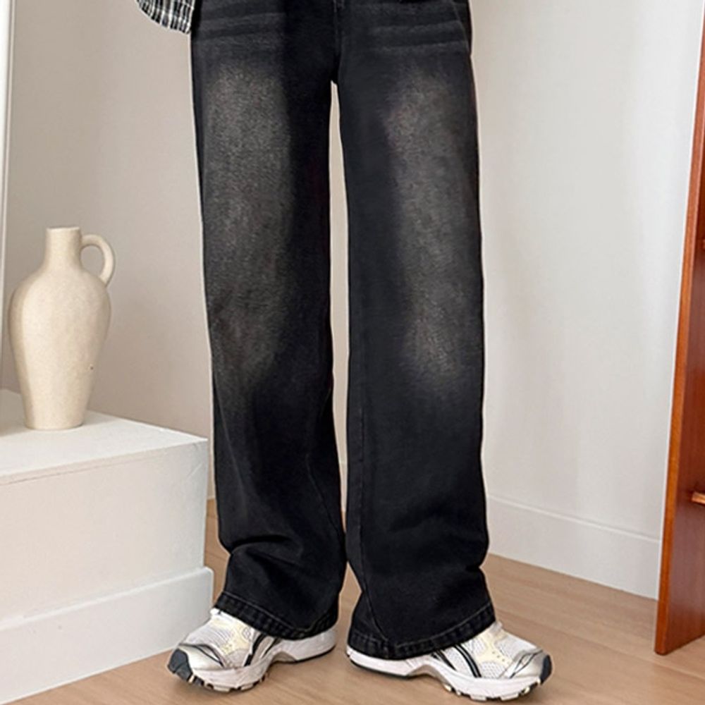 남자 데일리 스트레이트 밴딩 일자핏 청바지 데님 남성 청바지