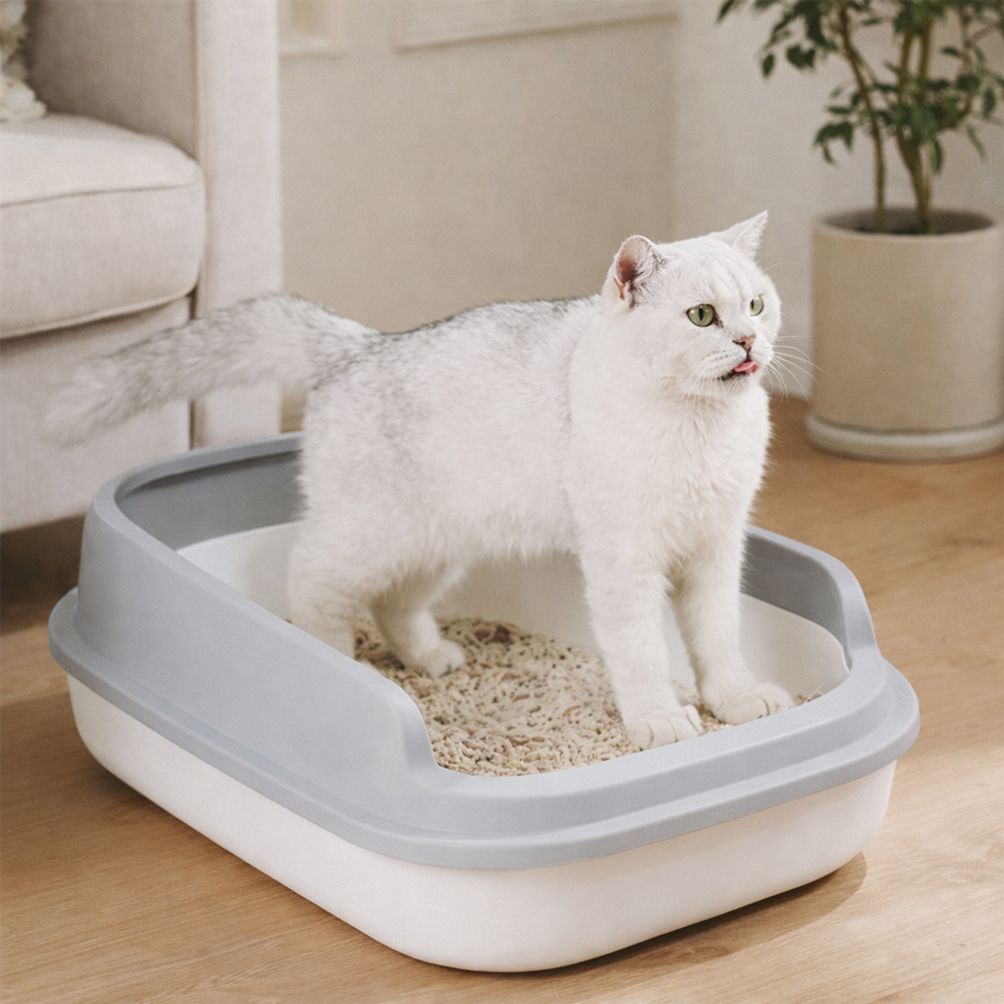 대용량 고양이 화장실 발모래방지 필터입구 반오픈형