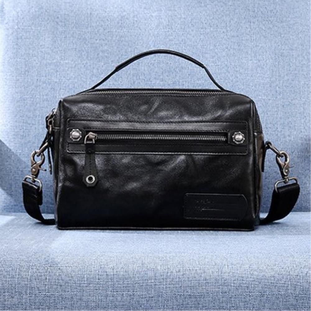 부드러운 소가죽 크로스백 남성 여행 가방