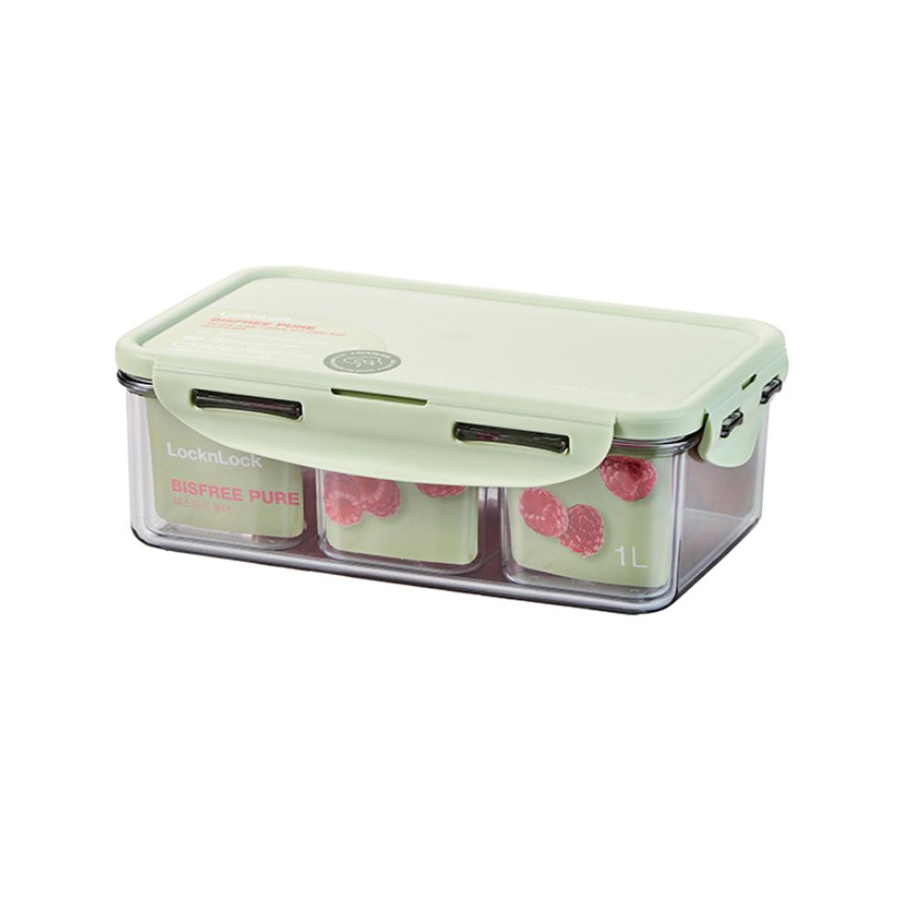 락앤락 비스프리퓨어 밀폐용기 직사각 3칸 1L