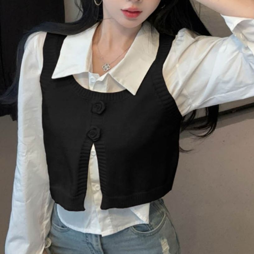 뷔스티에 크롭 트렌디 하면서도 레이어드한 실루엣의 블라우스