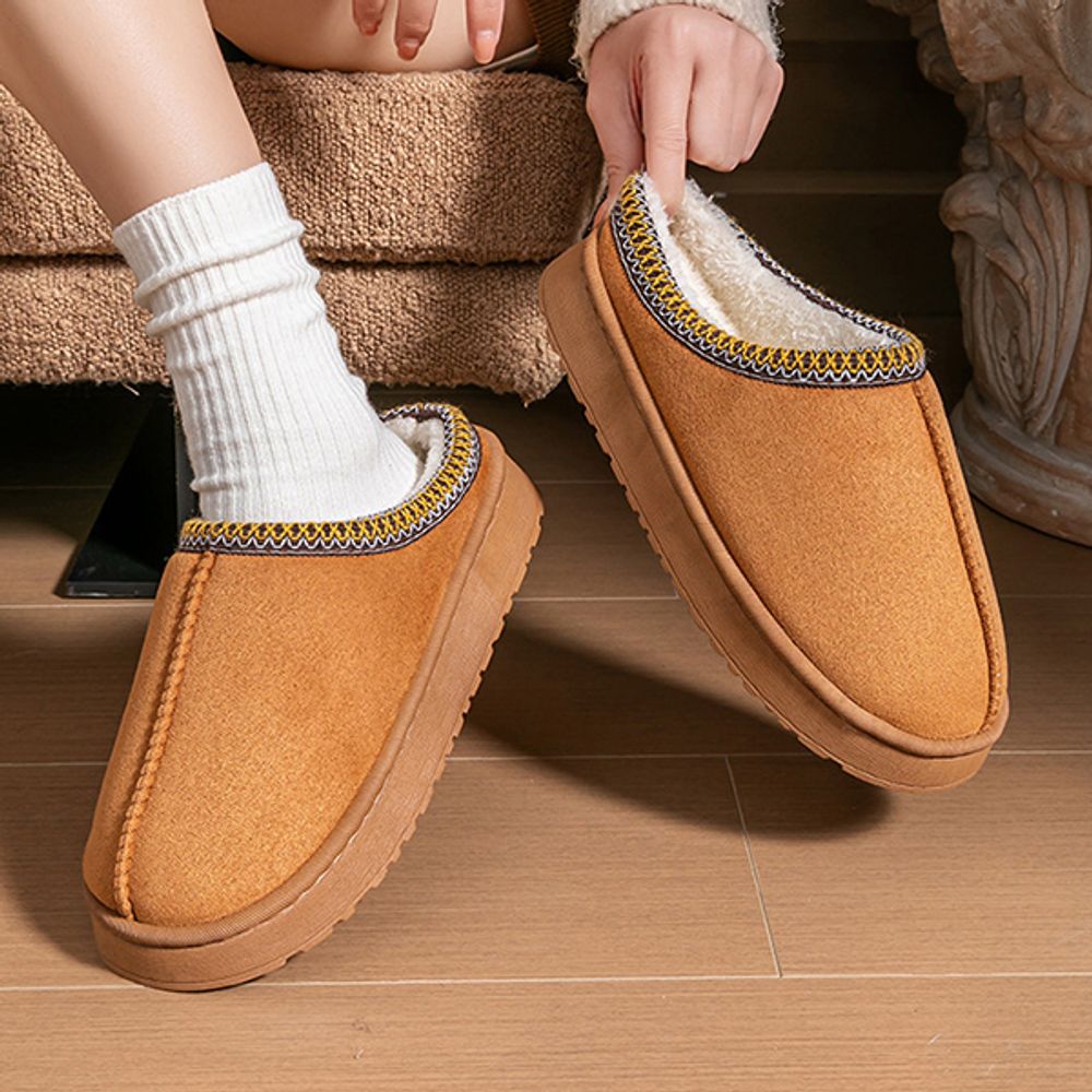 플랫폼 골덴 빅사이즈 털 여성 슬리퍼