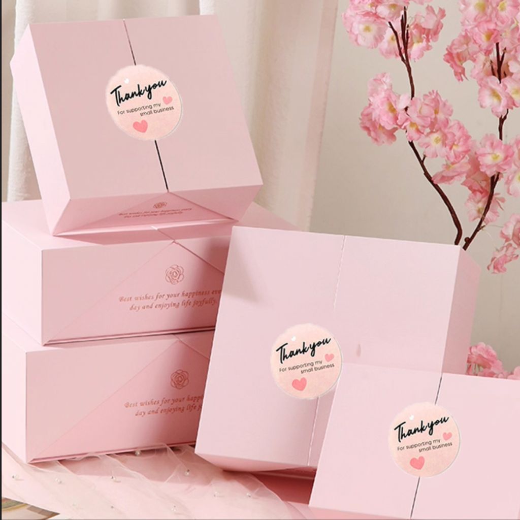 러블리 땡큐 스티커 핑크 데코 답례품 라벨 꾸미기