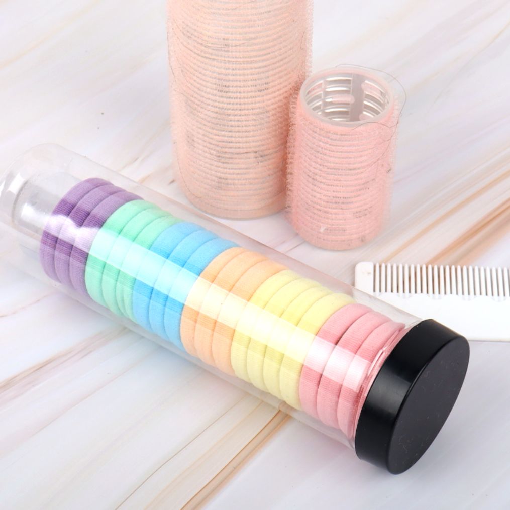 두꺼운 무매듭 머리끈 마카롱 20p