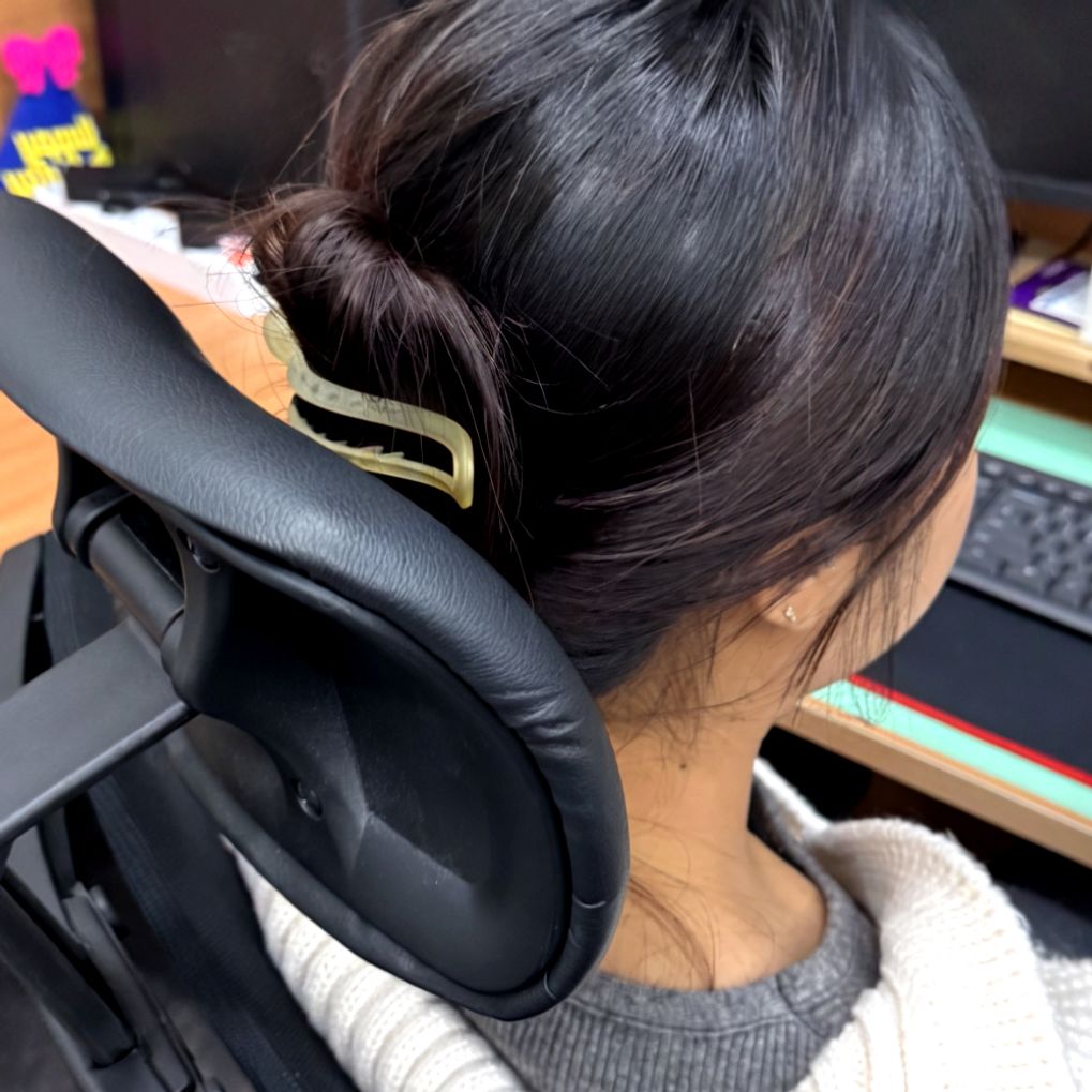 올림머리 무광 가로 집게핀 베이지