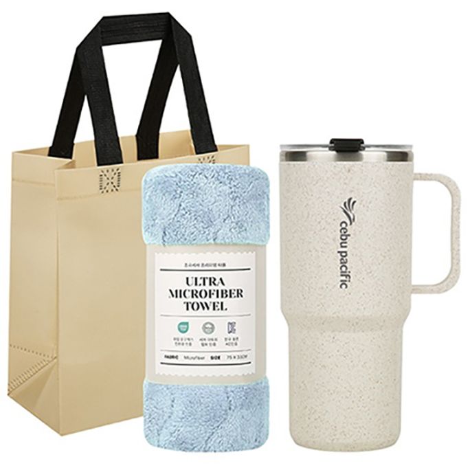 커피가루 우디 핸들 텀블러 + 타올 선물세트(30개 이상 주문)