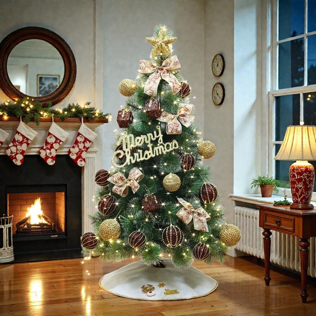 PrimeBulk 클래식 120cm 솔잎 눈꽃 트리 풀세트