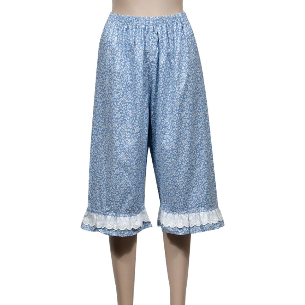 편안한 순면 꽃무늬 레이스 여성 7부파자마