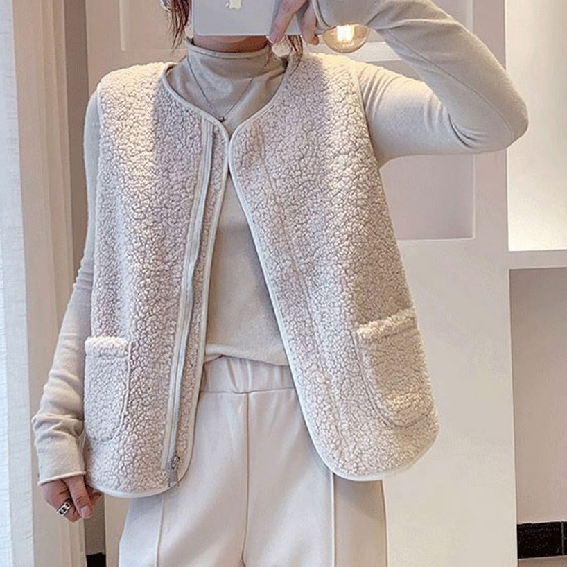 여성 뽀글이 이너 수면조끼 플리스 방한 털조끼