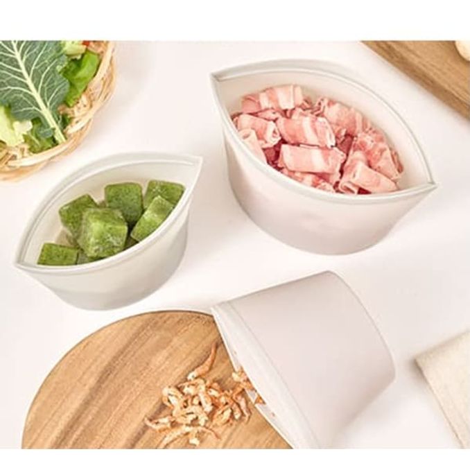 바겐슈타이거 실리콘 지퍼백 주방 밀폐 파우치 위생 봉투 실리콘팩 3종 미스틱그레이