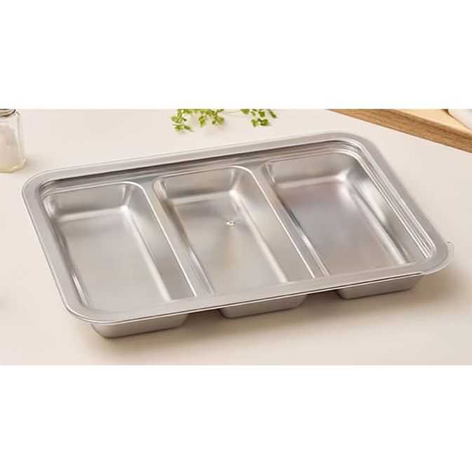 바겐슈타이거 스텐 트레이 재료 소분 스테인리스 3칸 사각 밧드