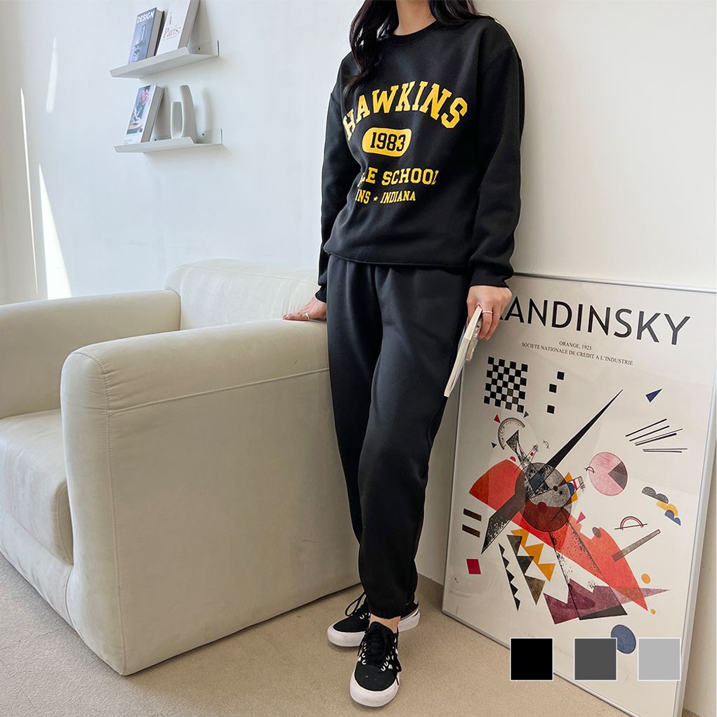 호킨스 여자 기모 맨투맨 조거 세트 SD-221161