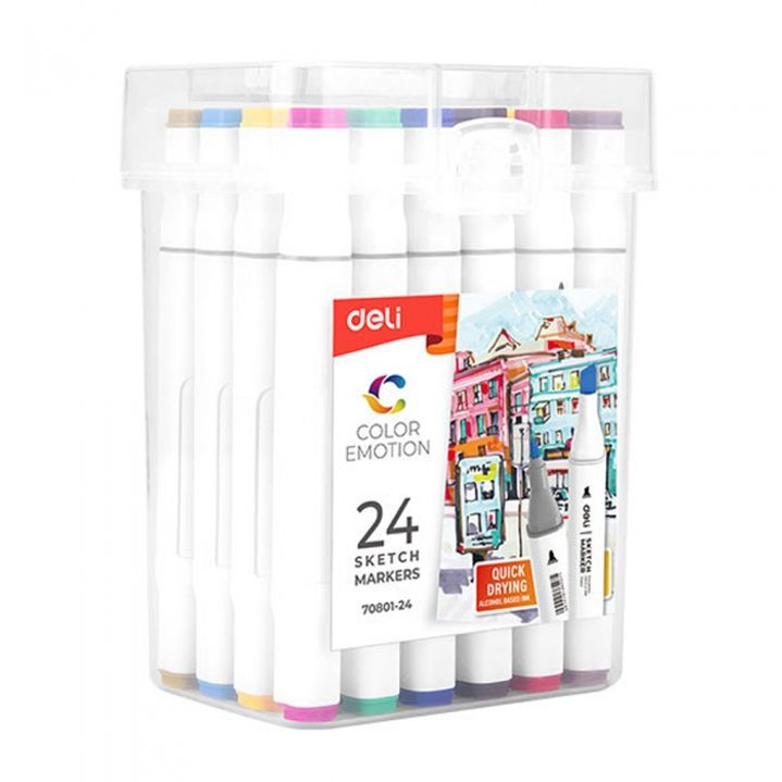 델리 삼각 트윈 스케치마카 24색 70803-24 미술용품