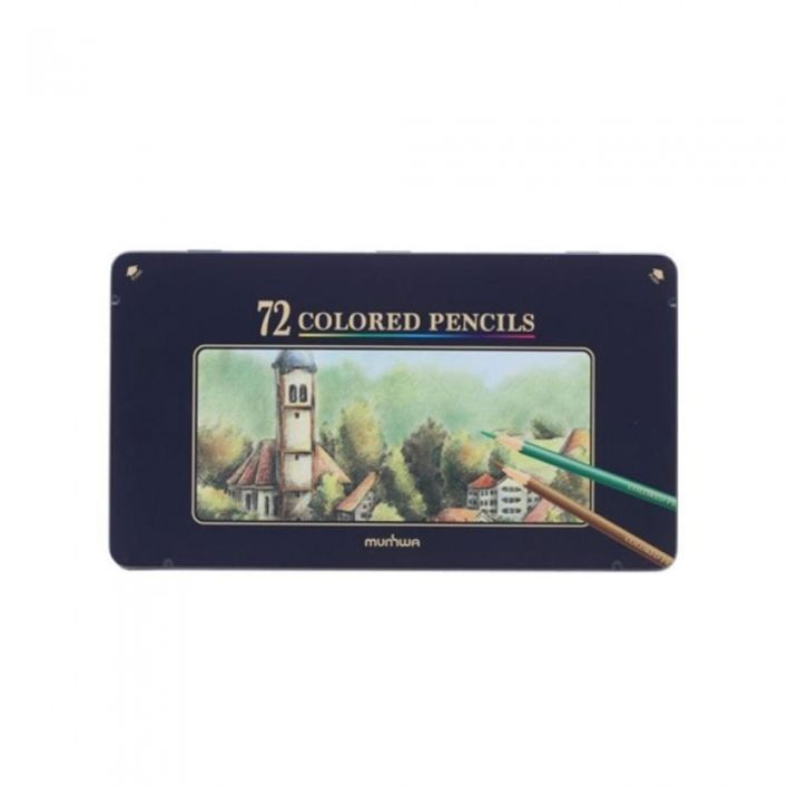 문화연필 넥스프로 고급 유성색연필 72색 틴케이스