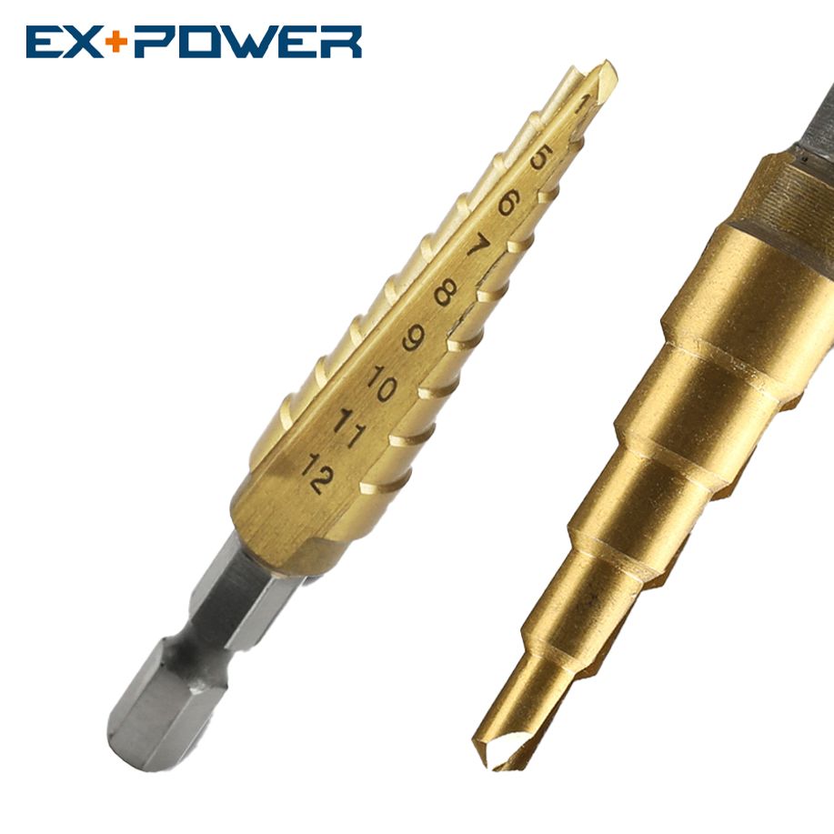 홀커터 홀쏘 임팩 구멍뚫기 육각 2날9단 2M 4-12mm 스텝드릴