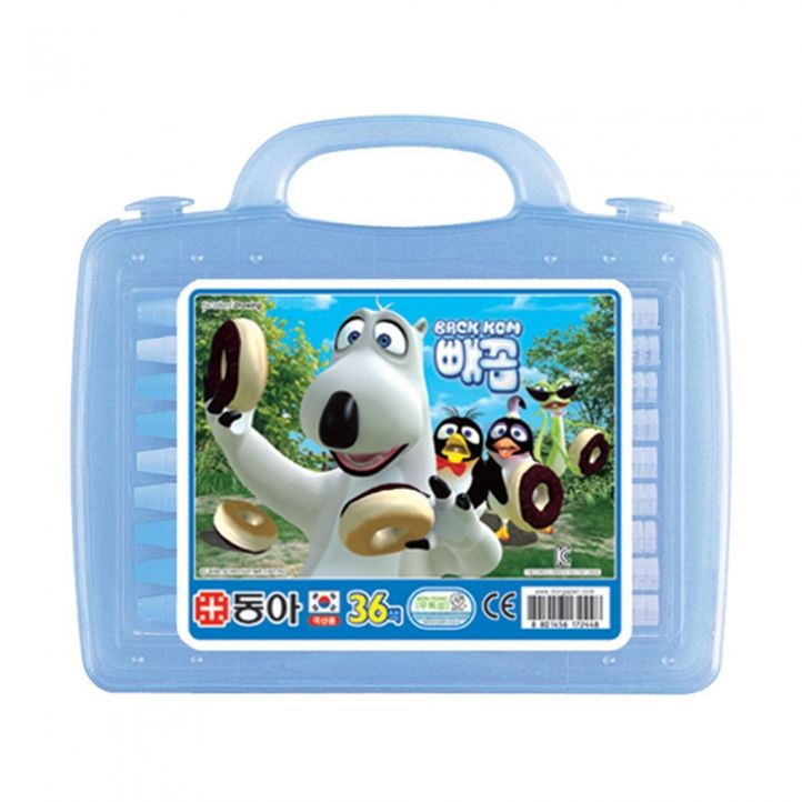 동아 크레파스 36색 남아용 파랑 캐릭터 랜덤 크레용