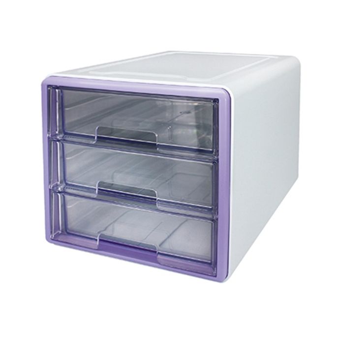 카파맥스 포인트 미니 소품함 서류함 3단 라벤더 (1개입)