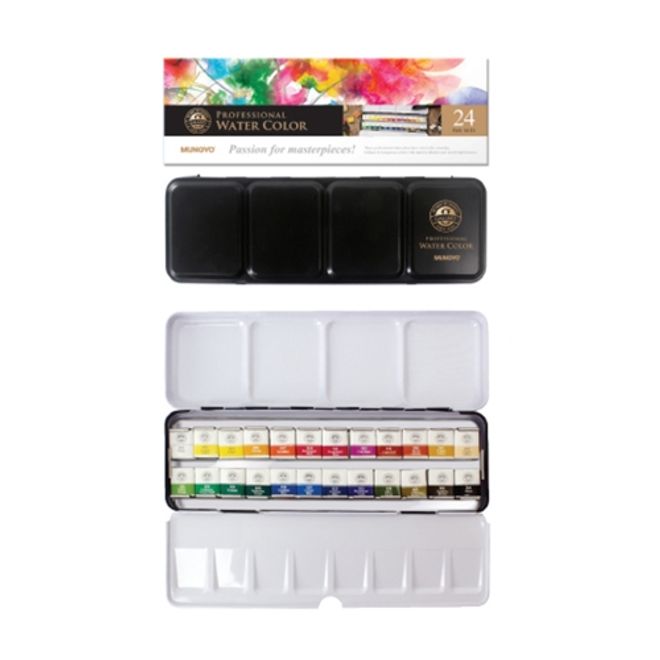 문교 수채 고체물감 24색 MWPH-24C 미술용품 / 3.3g (1개입)