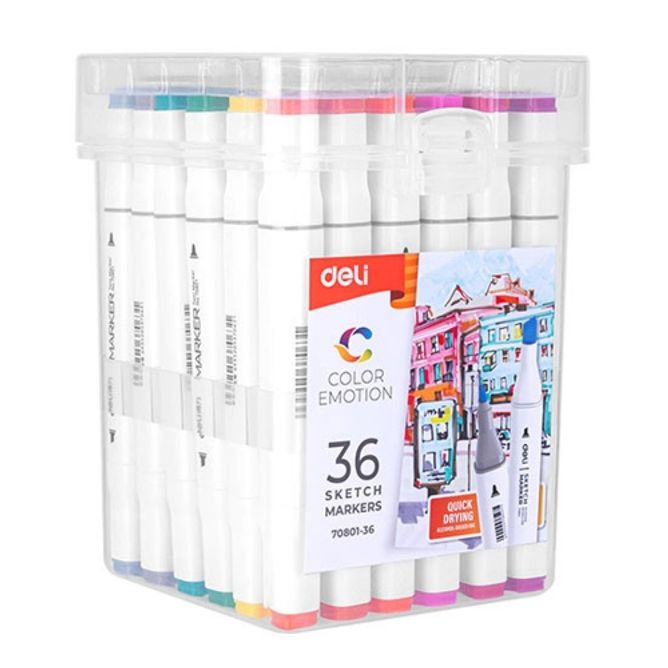 델리 삼각 트윈 스케치마카 36색 70803-36 미술용품 (1개입)