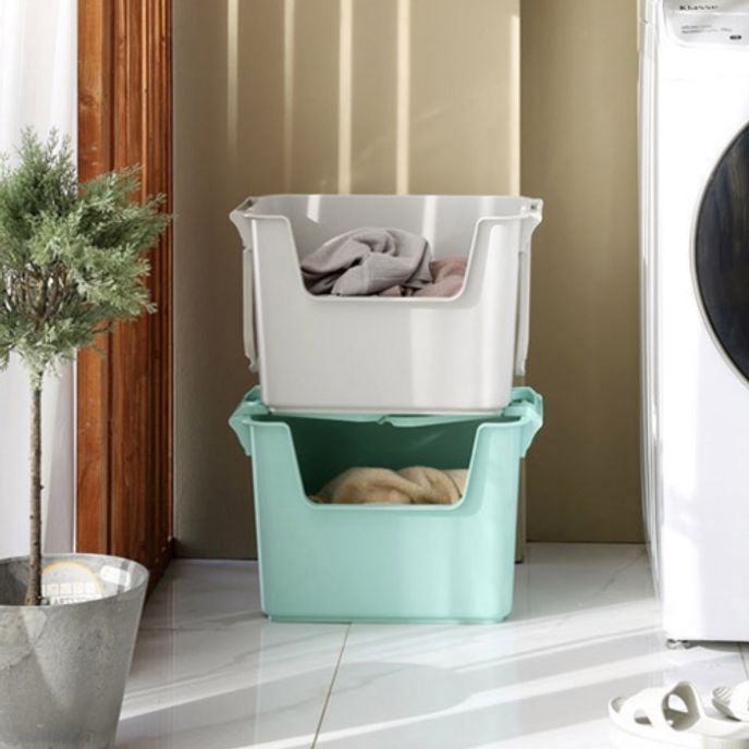 우림 국산 수납 바구니 민트 세탁바구니 분리수거함 / W50xD33.3xH32 (4개입)
