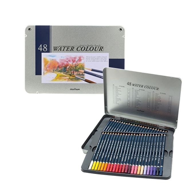 문화연필 넥스프로 고급 수채색연필 48색 틴케이스 (1개입)