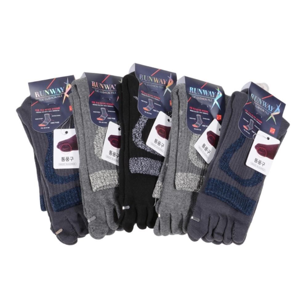 통풍구편직 최고급면 신사 발가락 양말 5족