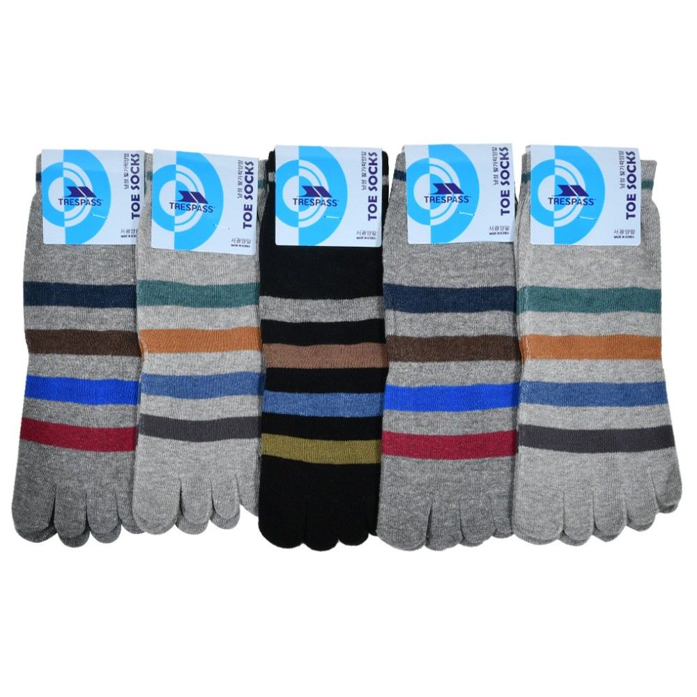 컬러배색 링글 신사 발가락 단목 양말 5족