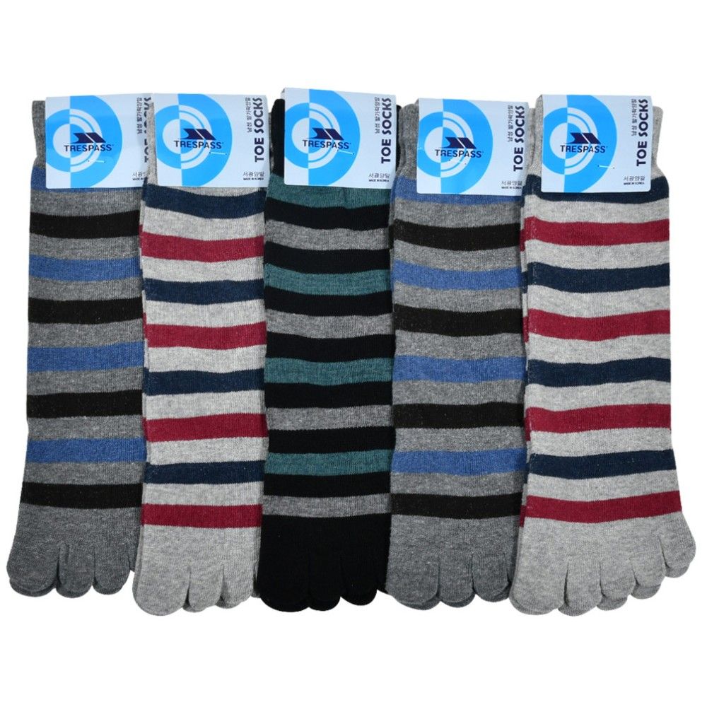 컬러 링글 패턴 신사 발가락 장목 양말 5족