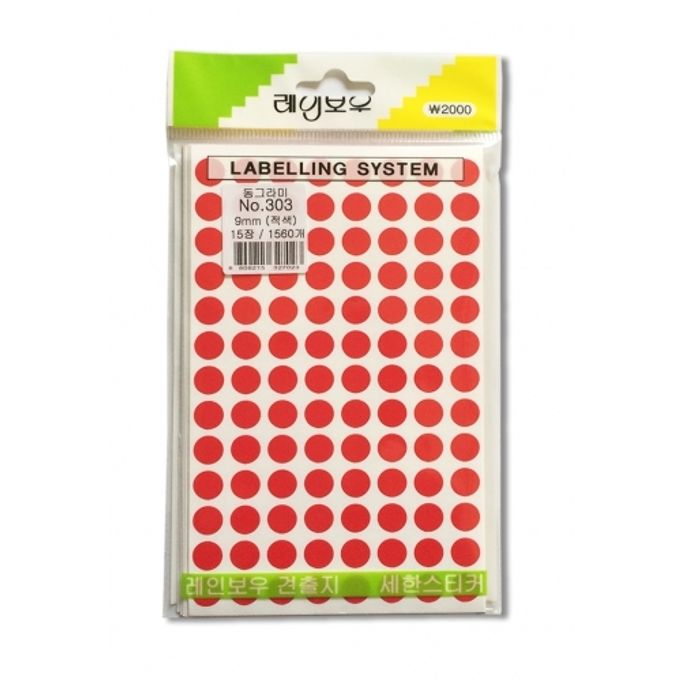 새한 견출지 원형 NO.303(적) 13장 1352개 / 원형9mm (1개입)
