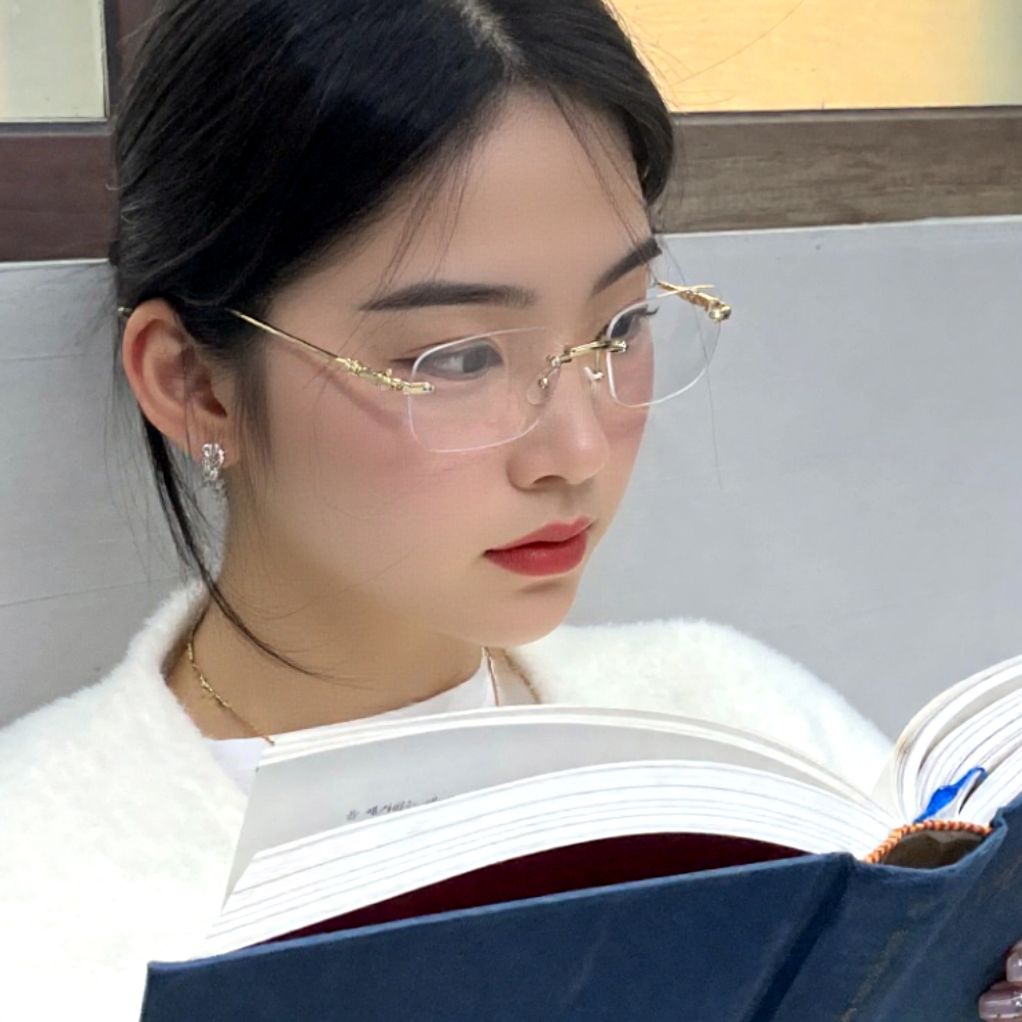 스퀘어 긱시크 무테 안경 골드