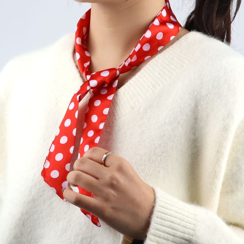 쁘띠 실크 스카프 레드도트