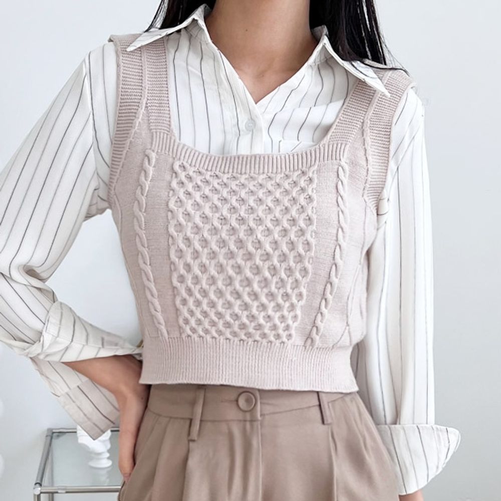 스퀘어 여성 니트 조끼 가을 겨울 여자 베스트 조끼 3색