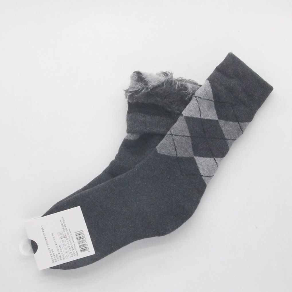 겨울 아가일 기모 장목양말 3켤레 방한용 두꺼운양말 남성 여성 사이즈