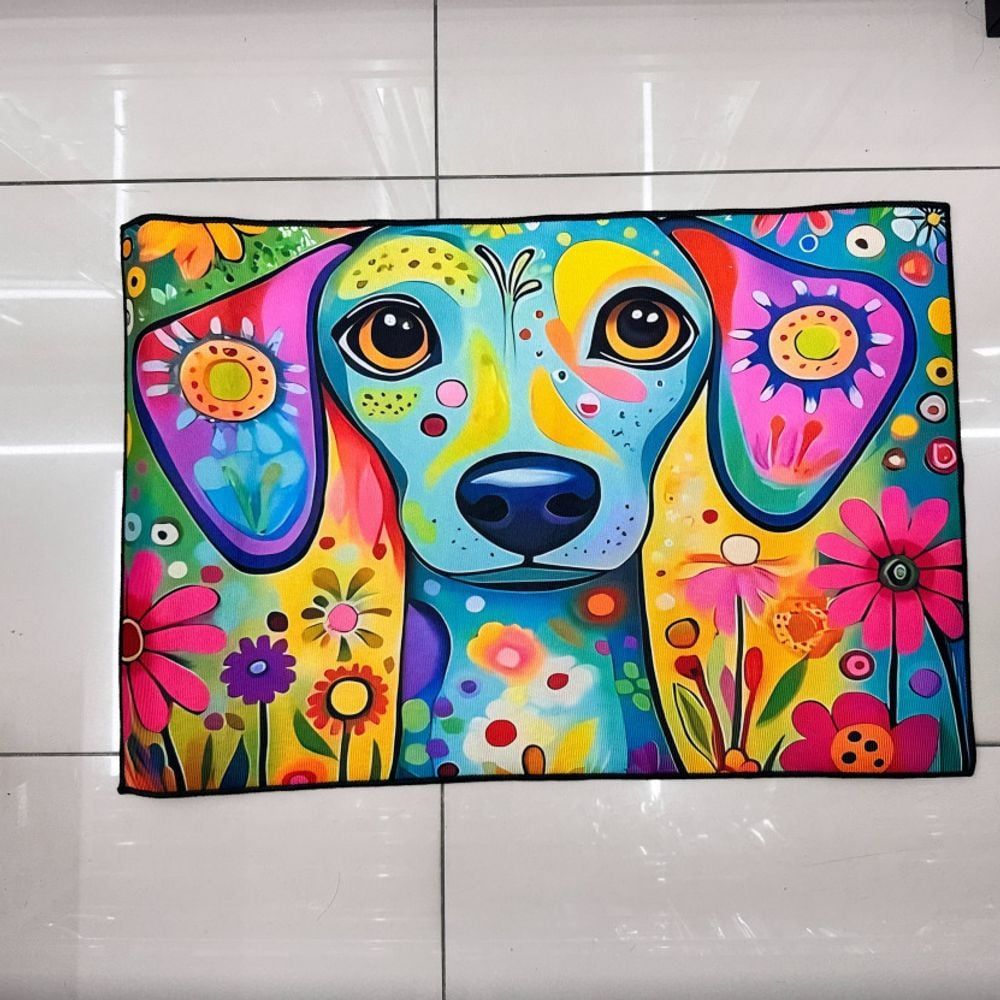 컬러풀 강아지 프린팅 90x60cm 현관 포인트 러그 발매트
