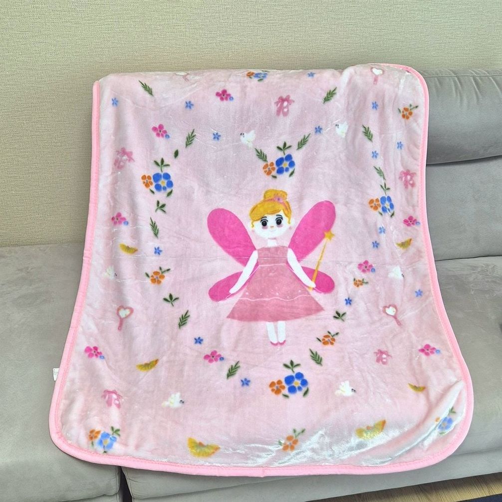 핑크색 요정패턴 극세사 털담요 무릎담요 100X130cm 두꺼운 겨울 담요