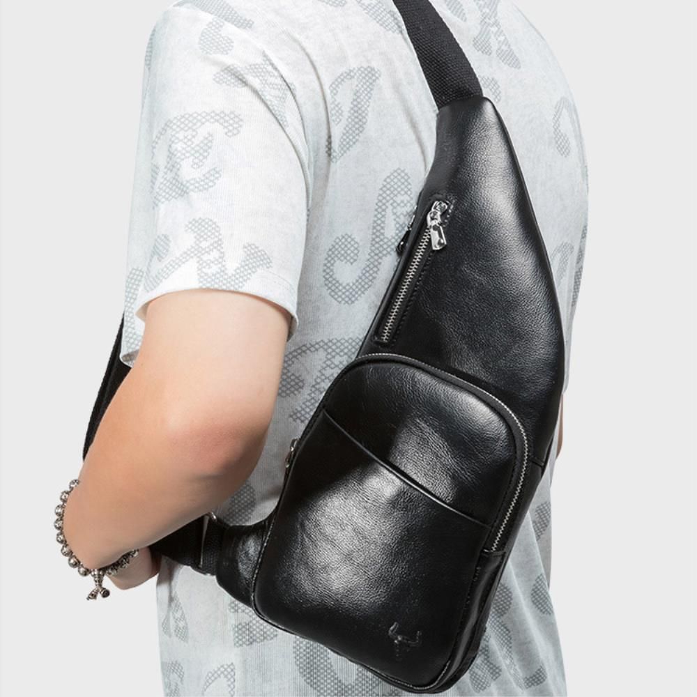 분리 수납력 좋은 소가죽 슬링백 메신저백