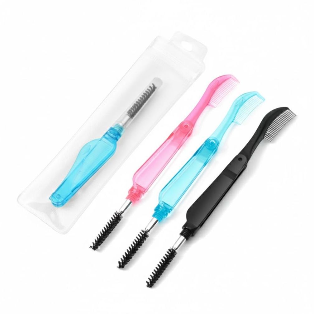 접이식 듀얼 속눈썹 브러시 마스카라 뭉침방지 눈썹결 정리용 휴대용 케이스포함