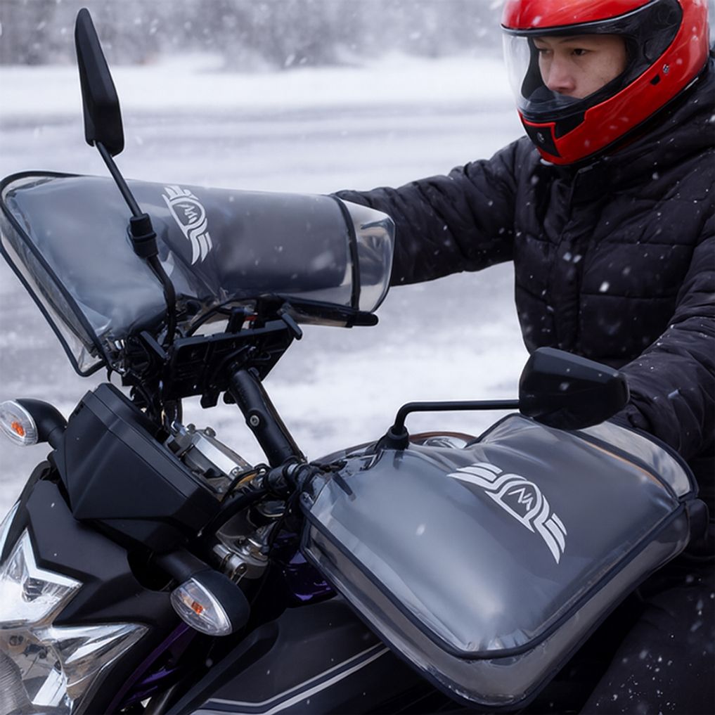 한겨울 오토바이 보온 핸들커버 바람막이 투명커버 세트