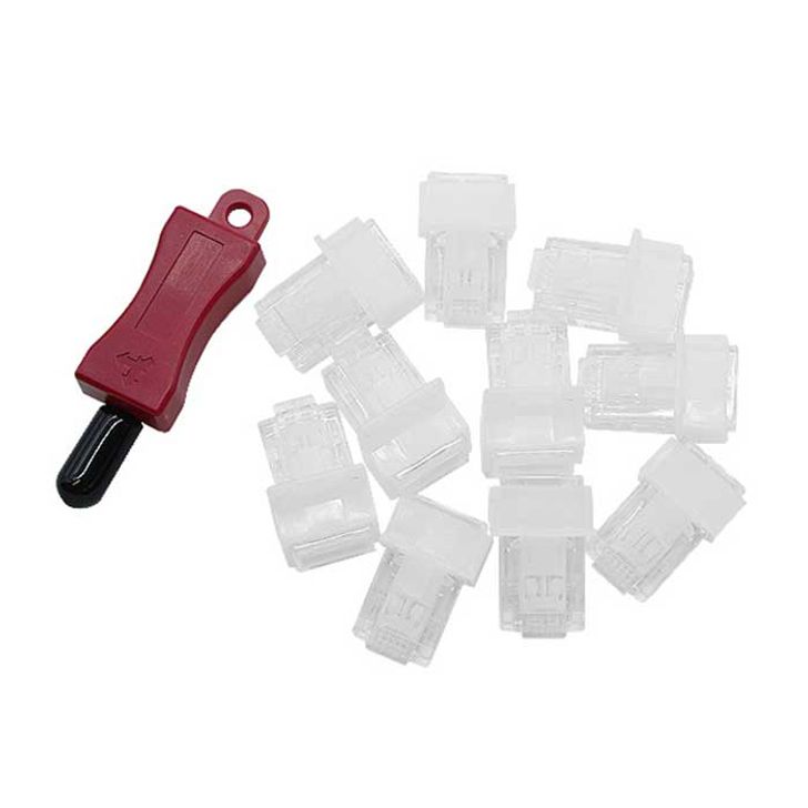 LAN 포트 Lock 콘넥터 KEY 1개 화이트 플러그 10개 1세트