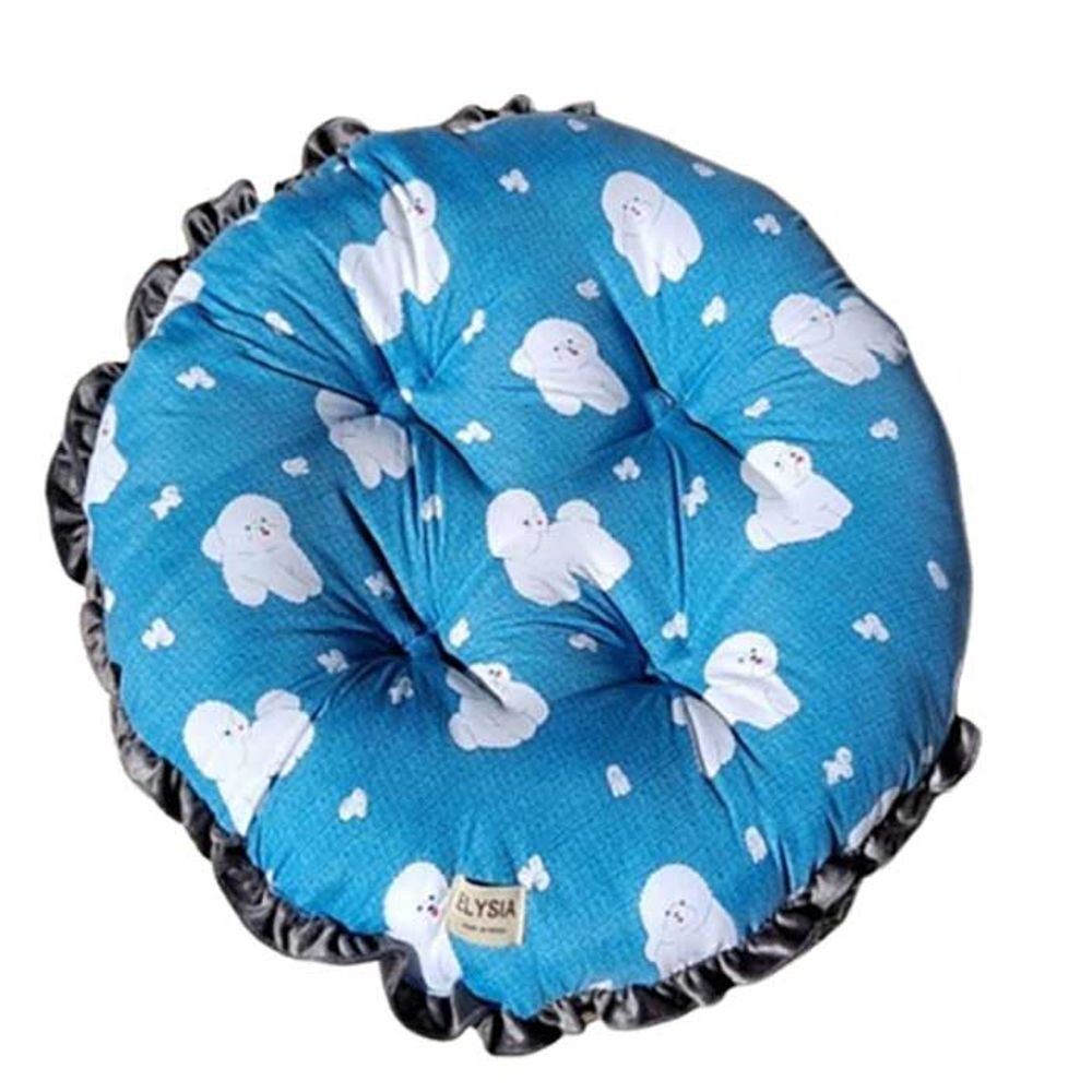 엘리시아 반려동물 프릴원형방석 (M) 비숑블루
