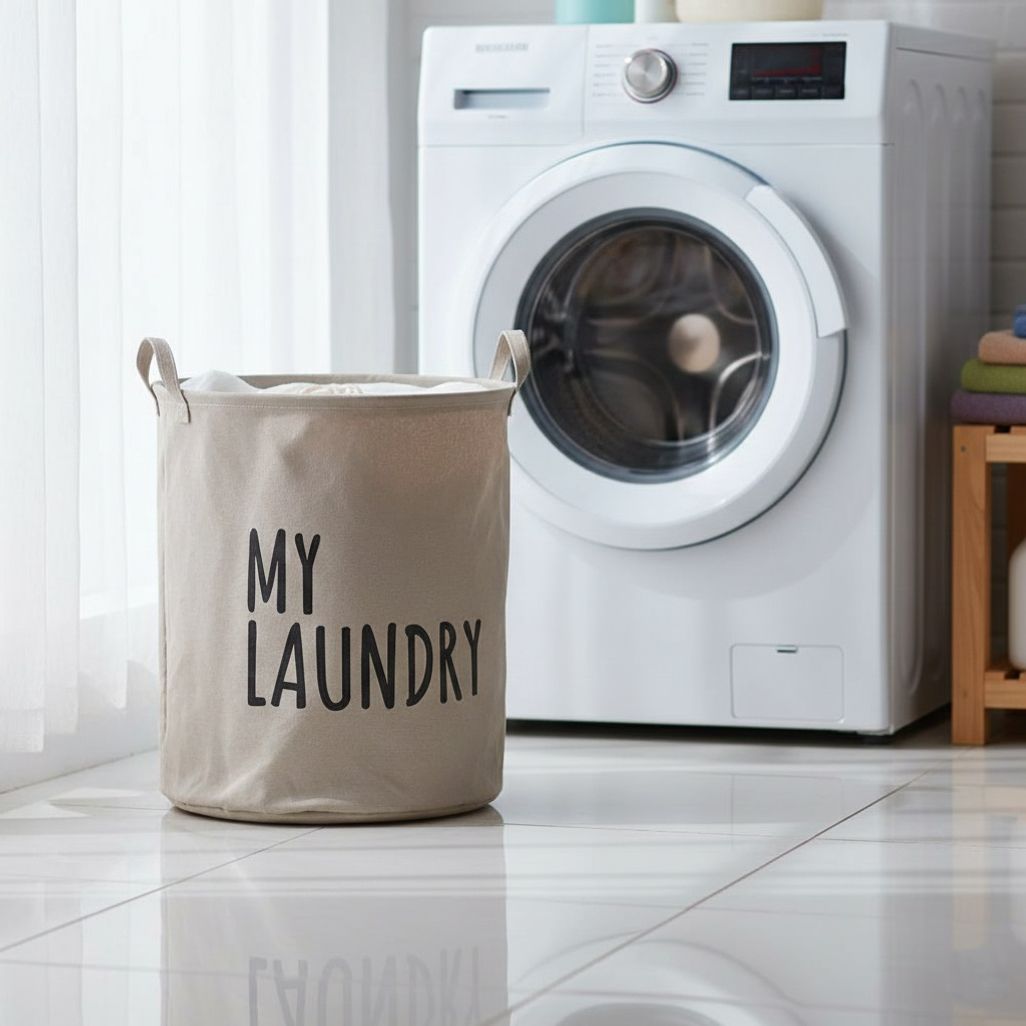 접이식 대형 세탁 바구니 갈색