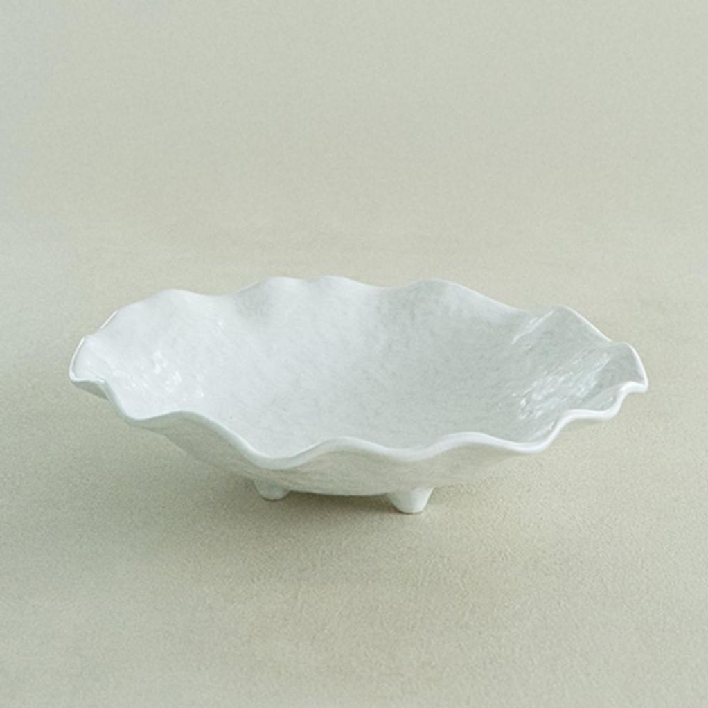 이천도자기 흰여울 꽃샐러드 원형 접시 28.5cm 식기 그릇 플레이팅