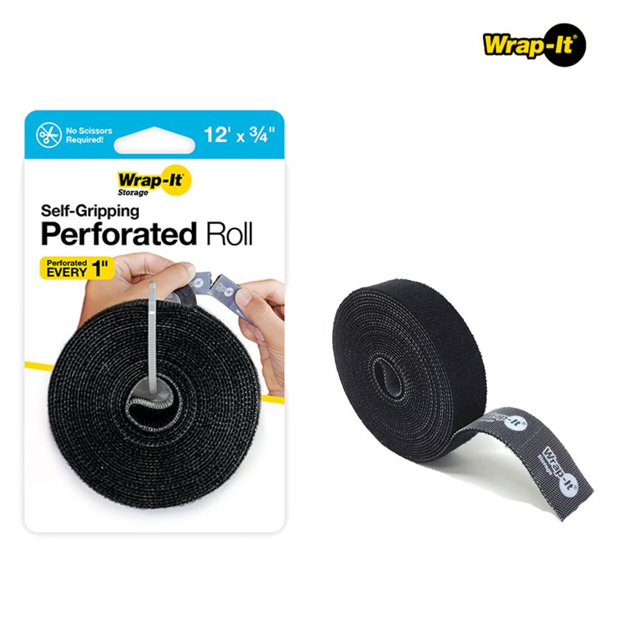 전선스티커 랜선 찍찍이 3600x19mm 셀프그립 검정 핸드커팅롤 선정리타이