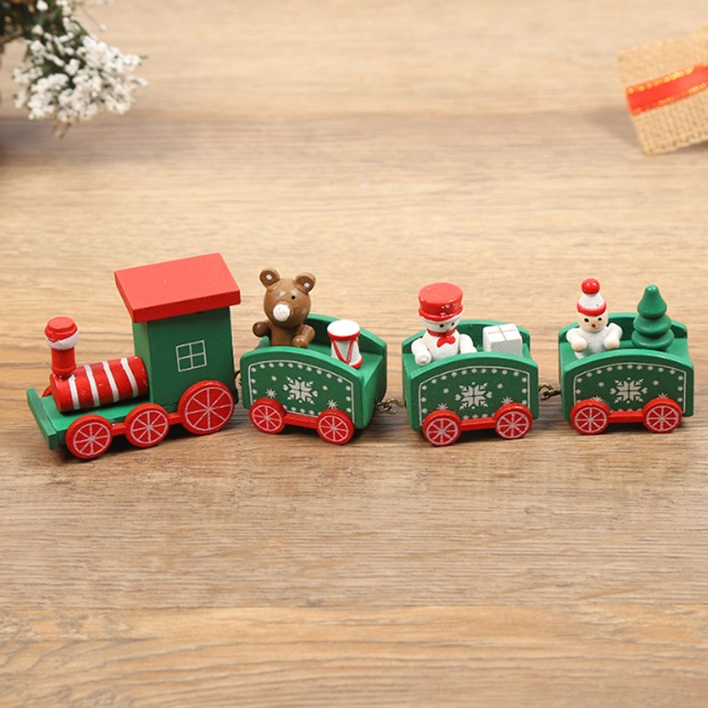 PrimeBulk 심플 크리스마스 원목 기차(4칸) (그린)