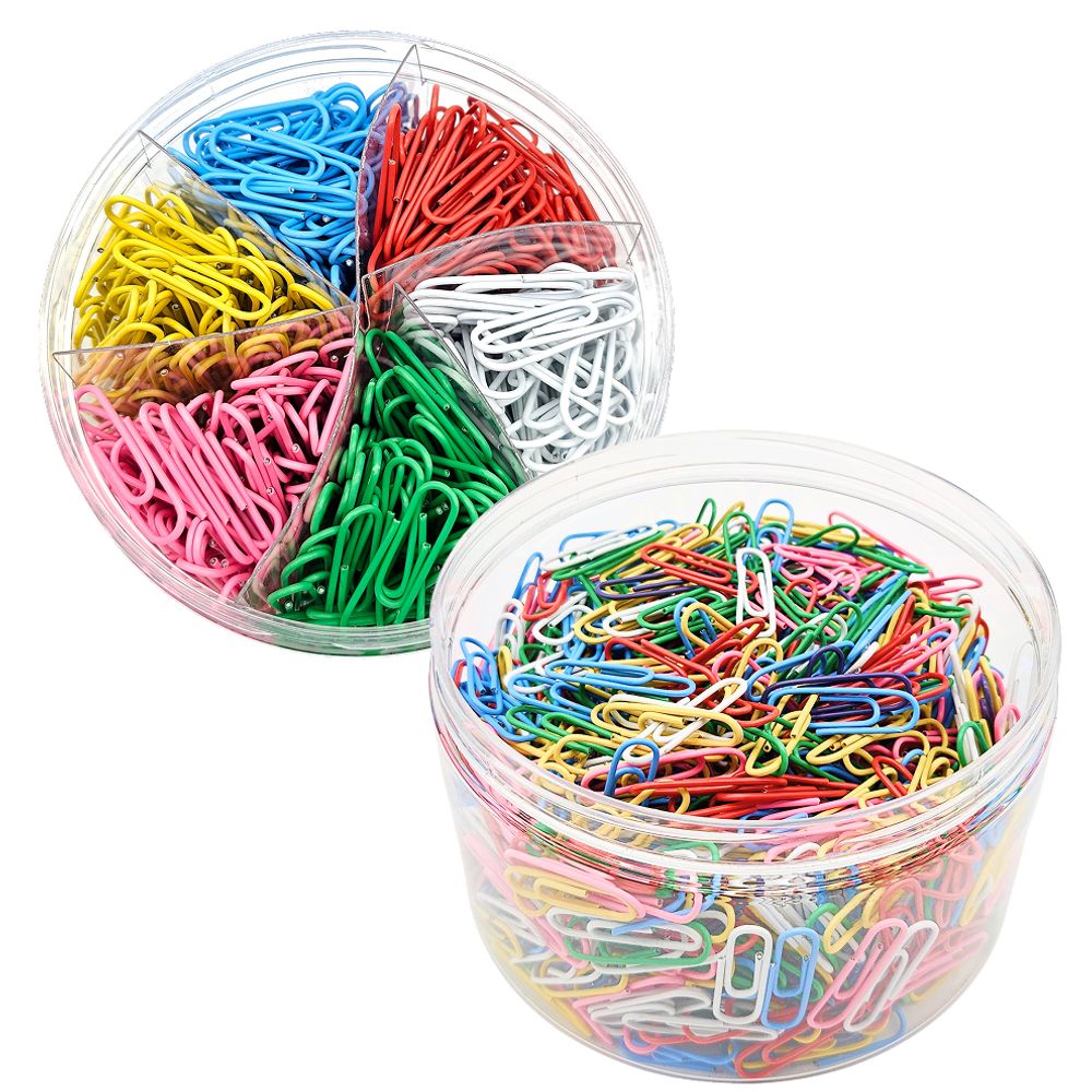 대용량 알록달록 무지개 컬러 페이퍼 클립 28mm 600입/1000입